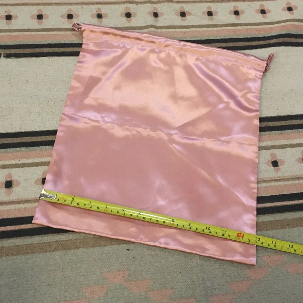 Amina Muaddi Pink satin dustbag garment bag 14” x 13” new - never used